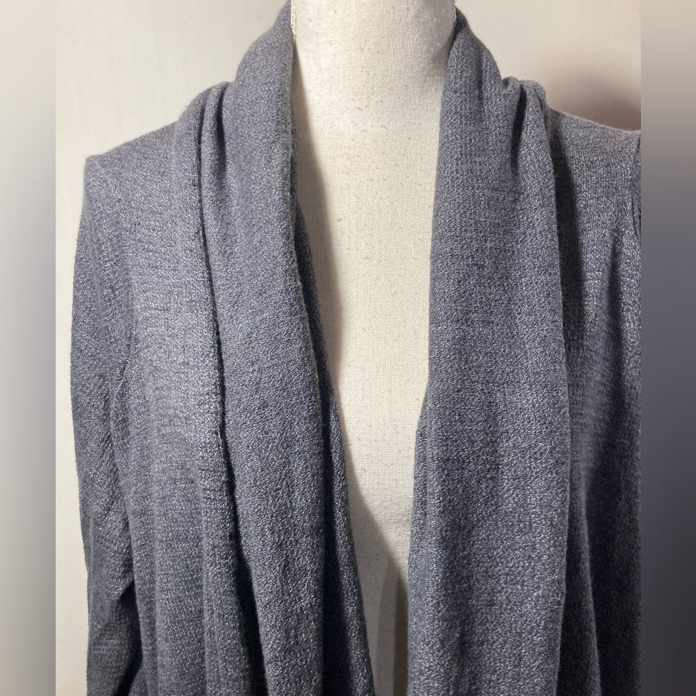 Ruti Cozy Up Wrap Open Cardigan Cotton/Linen Tapered Hem Line Grey One Size - Picture 8 of 11